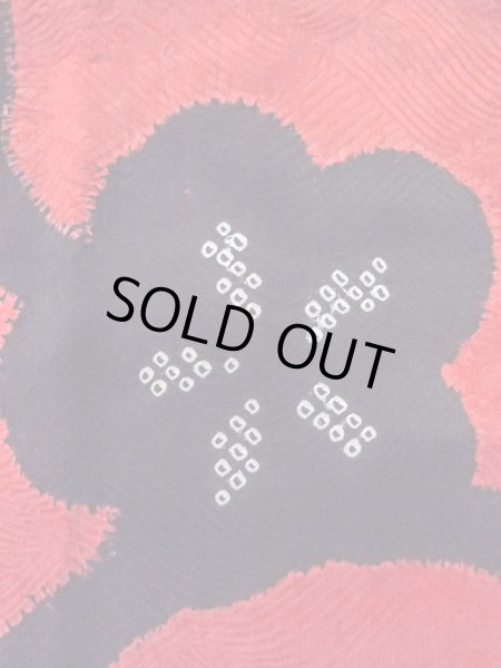 画像6: O0131G 女性用道中着  シルク（正絹） 鮮やか赤色, 花 【中古】【USED】【リサイクル】 ★★★☆☆【O0131G】 (6)