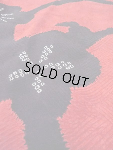 画像8: O0131G 女性用道中着  シルク（正絹） 鮮やか赤色, 花 【中古】【USED】【リサイクル】 ★★★☆☆【O0131G】 (8)