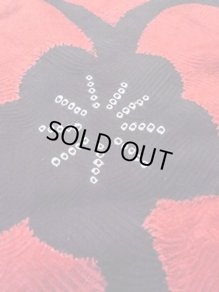 画像9: O0131G 女性用道中着  シルク（正絹） 鮮やか赤色, 花 【中古】【USED】【リサイクル】 ★★★☆☆【O0131G】 (9)