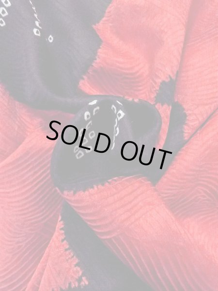 画像11: O0131G 女性用道中着  シルク（正絹） 鮮やか赤色, 花 【中古】【USED】【リサイクル】 ★★★☆☆【O0131G】 (11)