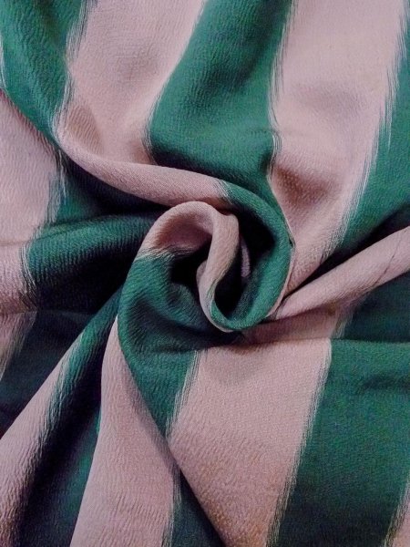 画像12: O0131H 女性用道中着  シルク（正絹） 淡い灰色がかった桃色, 縞 【中古】【USED】【リサイクル】 ★☆☆☆☆【O0131H】 (12)