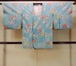 画像1: O0131I 女性用道行  シルク（正絹） 水色, 花 【中古】【USED】【リサイクル】 ★★★★☆【O0131I】 (1)