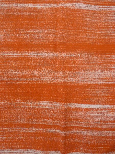 画像3: O0131J 女性用道行  シルク（正絹） 橙色, 縞 【中古】【USED】【リサイクル】 ★★★☆☆【O0131J】 (3)