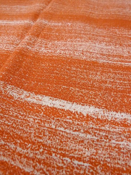 画像8: O0131J 女性用道行  シルク（正絹） 橙色, 縞 【中古】【USED】【リサイクル】 ★★★☆☆【O0131J】 (8)