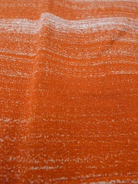 画像9: O0131J 女性用道行  シルク（正絹） 橙色, 縞 【中古】【USED】【リサイクル】 ★★★☆☆【O0131J】 (9)