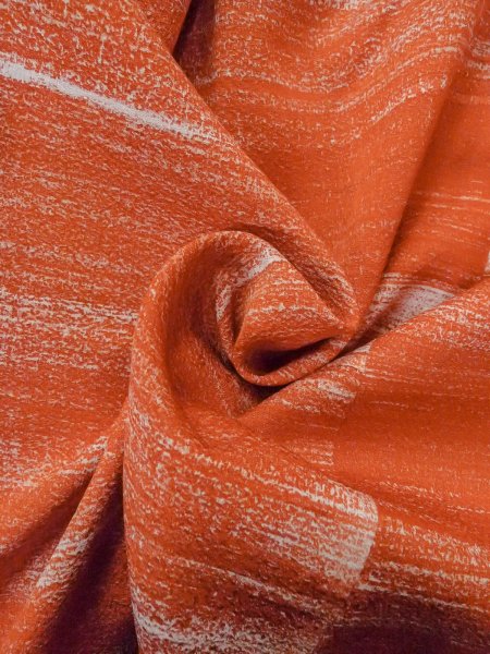 画像12: O0131J 女性用道行  シルク（正絹） 橙色, 縞 【中古】【USED】【リサイクル】 ★★★☆☆【O0131J】 (12)