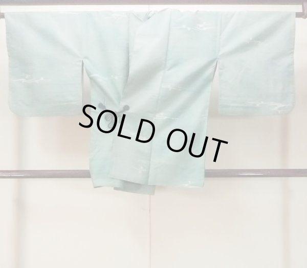 画像1: O0131K 女性用道中着  シルク（正絹） 灰色がかった水色, 抽象的模様 【中古】【USED】【リサイクル】 ★★★☆☆【O0131K】 (1)