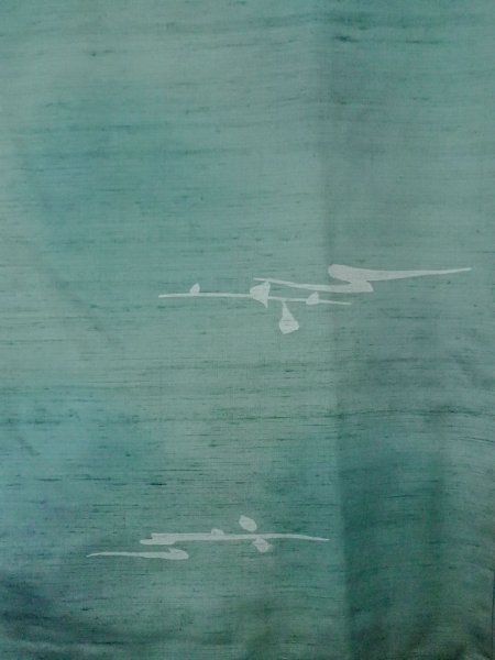 画像3: O0131K 女性用道中着  シルク（正絹） 灰色がかった水色, 抽象的模様 【中古】【USED】【リサイクル】 ★★★☆☆【O0131K】 (3)