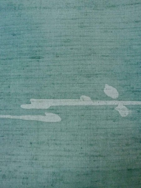 画像6: O0131K 女性用道中着  シルク（正絹） 灰色がかった水色, 抽象的模様 【中古】【USED】【リサイクル】 ★★★☆☆【O0131K】 (6)