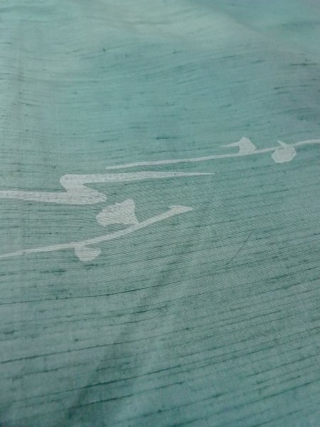 画像10: O0131K 女性用道中着  シルク（正絹） 灰色がかった水色, 抽象的模様 【中古】【USED】【リサイクル】 ★★★☆☆【O0131K】 (10)