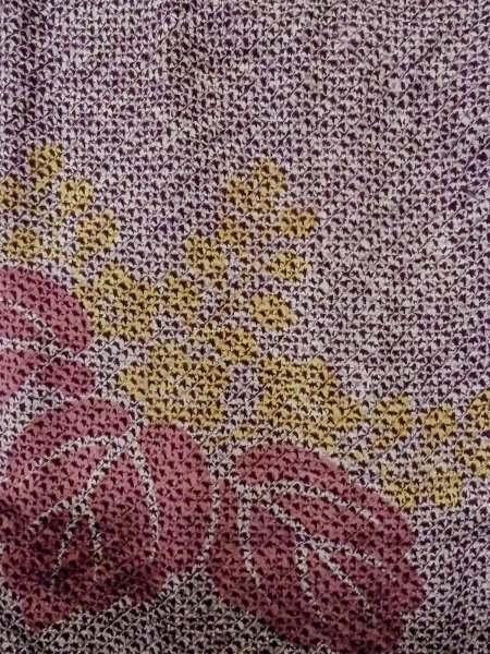 画像4: O0131L 女性用道中着  シルク（正絹） 深い紫色, 桐 【中古】【USED】【リサイクル】 ★★★☆☆【O0131L】 (4)