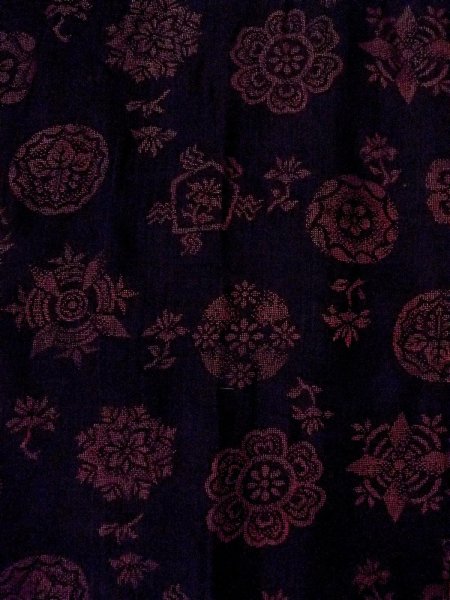 画像3: O0131M 女性用道行  ウール 黒, 花丸文 【中古】【USED】【リサイクル】 ★★★☆☆【O0131M】 (3)