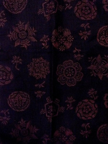 画像4: O0131M 女性用道行  ウール 黒, 花丸文 【中古】【USED】【リサイクル】 ★★★☆☆【O0131M】 (4)