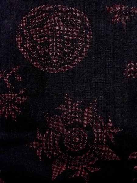 画像5: O0131M 女性用道行  ウール 黒, 花丸文 【中古】【USED】【リサイクル】 ★★★☆☆【O0131M】 (5)