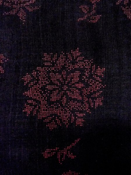 画像7: O0131M 女性用道行  ウール 黒, 花丸文 【中古】【USED】【リサイクル】 ★★★☆☆【O0131M】 (7)