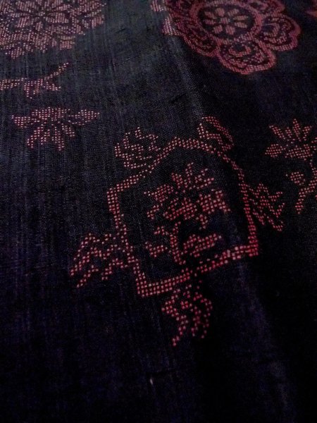 画像8: O0131M 女性用道行  ウール 黒, 花丸文 【中古】【USED】【リサイクル】 ★★★☆☆【O0131M】 (8)