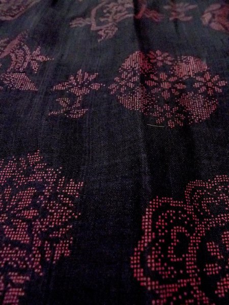 画像9: O0131M 女性用道行  ウール 黒, 花丸文 【中古】【USED】【リサイクル】 ★★★☆☆【O0131M】 (9)