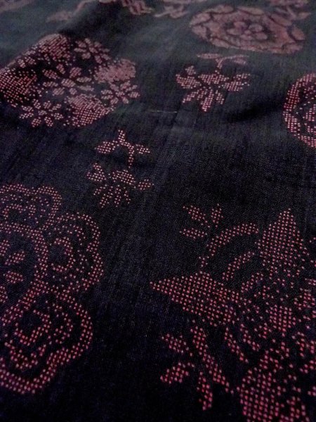 画像10: O0131M 女性用道行  ウール 黒, 花丸文 【中古】【USED】【リサイクル】 ★★★☆☆【O0131M】 (10)