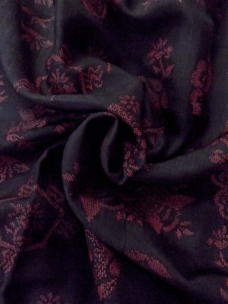 画像12: O0131M 女性用道行  ウール 黒, 花丸文 【中古】【USED】【リサイクル】 ★★★☆☆【O0131M】 (12)