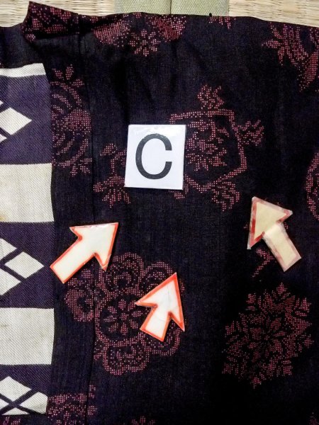 画像16: O0131M 女性用道行  ウール 黒, 花丸文 【中古】【USED】【リサイクル】 ★★★☆☆【O0131M】 (16)