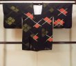 画像1: O0131N 女性用道行  シルク（正絹） 黒, 菱 【中古】【USED】【リサイクル】 ★★★★☆【O0131N】 (1)