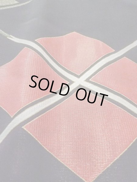 画像9: O0131N 女性用道行  シルク（正絹） 黒, 菱 【中古】【USED】【リサイクル】 ★★★★☆【O0131N】 (9)