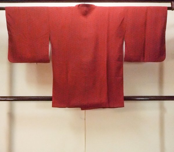 画像2: O0131P 女性用道行  シルク（正絹） 深い橙色, 紗綾形文 【中古】【USED】【リサイクル】 ★★★☆☆【O0131P】 (2)