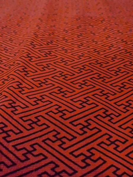 画像9: O0131P 女性用道行  シルク（正絹） 深い橙色, 紗綾形文 【中古】【USED】【リサイクル】 ★★★☆☆【O0131P】 (9)