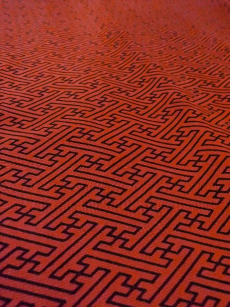 画像10: O0131P 女性用道行  シルク（正絹） 深い橙色, 紗綾形文 【中古】【USED】【リサイクル】 ★★★☆☆【O0131P】 (10)