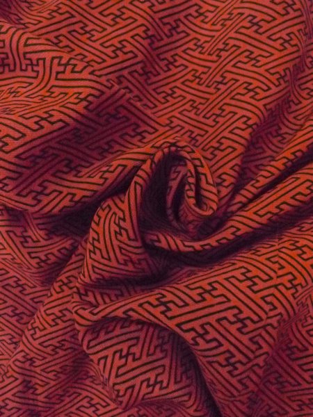 画像11: O0131P 女性用道行  シルク（正絹） 深い橙色, 紗綾形文 【中古】【USED】【リサイクル】 ★★★☆☆【O0131P】 (11)