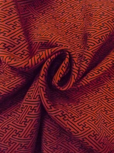 画像12: O0131P 女性用道行  シルク（正絹） 深い橙色, 紗綾形文 【中古】【USED】【リサイクル】 ★★★☆☆【O0131P】 (12)