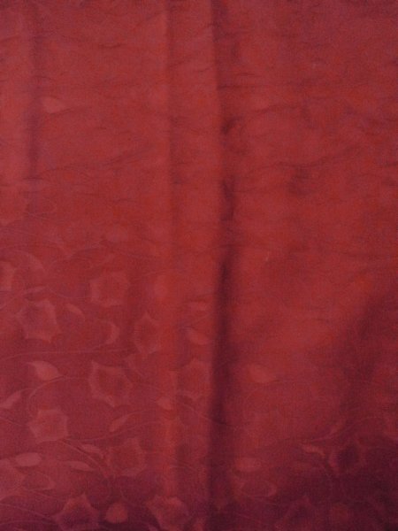 画像3: O0131Q 女性用道行  シルク（正絹） えんじ, 花 【中古】【USED】【リサイクル】 ★★★☆☆【O0131Q】 (3)