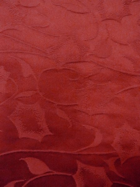 画像7: O0131Q 女性用道行  シルク（正絹） えんじ, 花 【中古】【USED】【リサイクル】 ★★★☆☆【O0131Q】 (7)