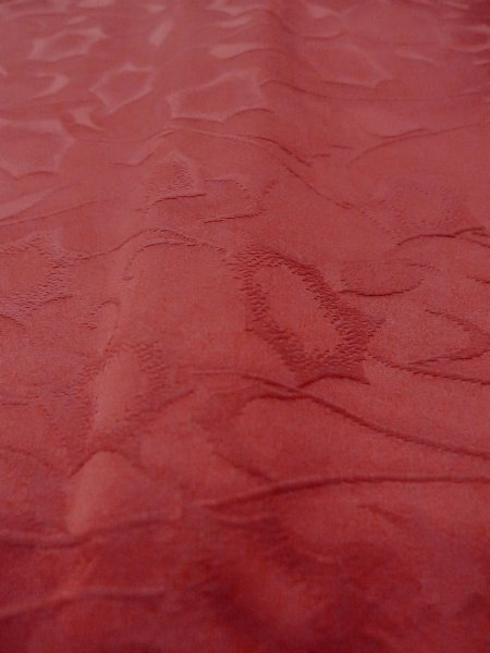 画像9: O0131Q 女性用道行  シルク（正絹） えんじ, 花 【中古】【USED】【リサイクル】 ★★★☆☆【O0131Q】 (9)