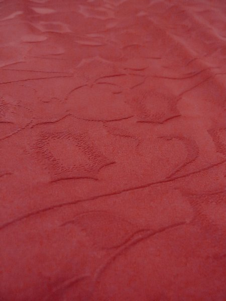 画像10: O0131Q 女性用道行  シルク（正絹） えんじ, 花 【中古】【USED】【リサイクル】 ★★★☆☆【O0131Q】 (10)