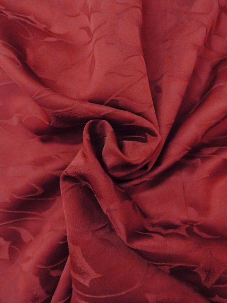 画像11: O0131Q 女性用道行  シルク（正絹） えんじ, 花 【中古】【USED】【リサイクル】 ★★★☆☆【O0131Q】 (11)