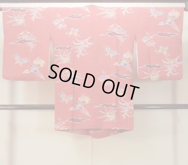 画像2: O0131R 女性用道行  シルク（正絹） 灰色がかった珊瑚色, 梅 【中古】【USED】【リサイクル】 ★★★★☆【O0131R】 (2)