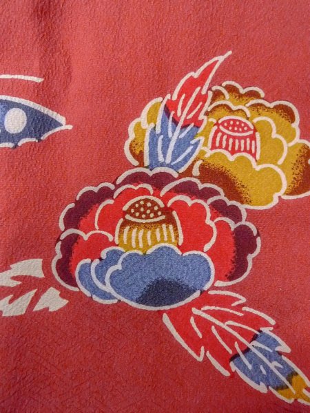 画像5: O0131R 女性用道行  シルク（正絹） 灰色がかった珊瑚色, 梅 【中古】【USED】【リサイクル】 ★★★★☆【O0131R】 (5)