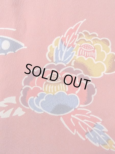 画像5: O0131R 女性用道行  シルク（正絹） 灰色がかった珊瑚色, 梅 【中古】【USED】【リサイクル】 ★★★★☆【O0131R】 (5)