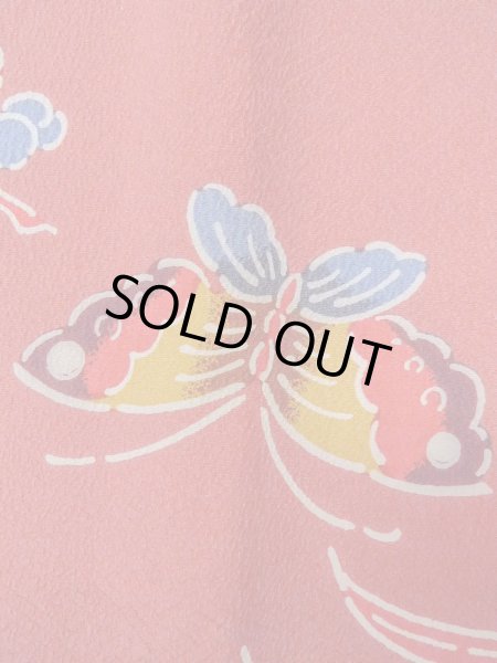 画像7: O0131R 女性用道行  シルク（正絹） 灰色がかった珊瑚色, 梅 【中古】【USED】【リサイクル】 ★★★★☆【O0131R】 (7)