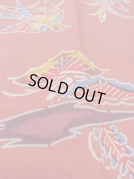 画像9: O0131R 女性用道行  シルク（正絹） 灰色がかった珊瑚色, 梅 【中古】【USED】【リサイクル】 ★★★★☆【O0131R】 (9)