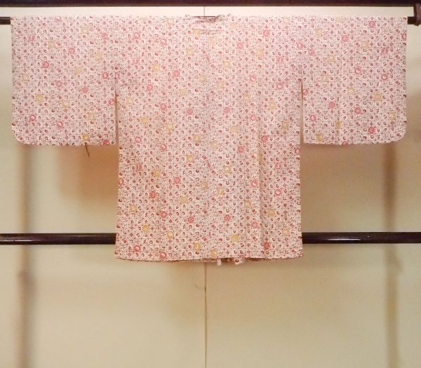 画像2: O0131S 女性用道行  化繊 オフ　ホワイト, 葉 【中古】【USED】【リサイクル】 ★★☆☆☆【O0131S】 (2)