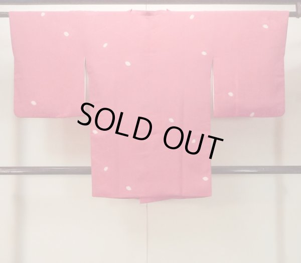 画像2: O0131T 女性用道行  シルク（正絹） 光沢のある赤色, 花 【中古】【USED】【リサイクル】 ★★★☆☆【O0131T】 (2)