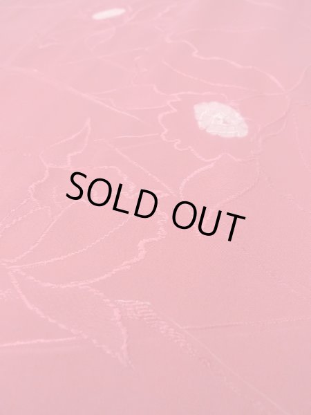 画像8: O0131T 女性用道行  シルク（正絹） 光沢のある赤色, 花 【中古】【USED】【リサイクル】 ★★★☆☆【O0131T】 (8)