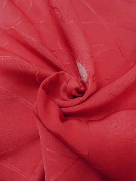 画像11: O0131T 女性用道行  シルク（正絹） 光沢のある赤色, 花 【中古】【USED】【リサイクル】 ★★★☆☆【O0131T】 (11)