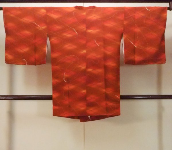 画像2: O0131V 女性用道行  シルク（正絹） 茶色, 線 【中古】【USED】【リサイクル】 ★★★★☆【O0131V】 (2)