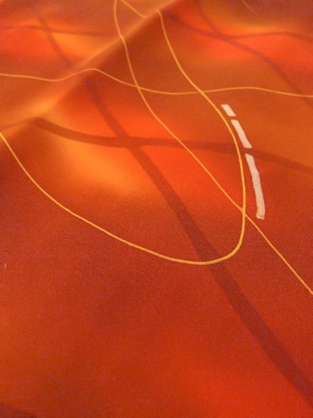 画像8: O0131V 女性用道行  シルク（正絹） 茶色, 線 【中古】【USED】【リサイクル】 ★★★★☆【O0131V】 (8)