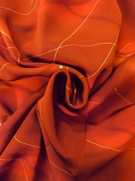 画像12: O0131V 女性用道行  シルク（正絹） 茶色, 線 【中古】【USED】【リサイクル】 ★★★★☆【O0131V】 (12)