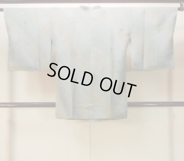 画像2: O0131W 女性用道行  シルク（正絹） 淡い灰色がかった青緑色, 葉 【中古】【USED】【リサイクル】 ★★★☆☆【O0131W】 (2)