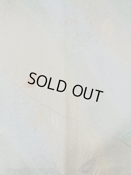 画像3: O0131W 女性用道行  シルク（正絹） 淡い灰色がかった青緑色, 葉 【中古】【USED】【リサイクル】 ★★★☆☆【O0131W】 (3)